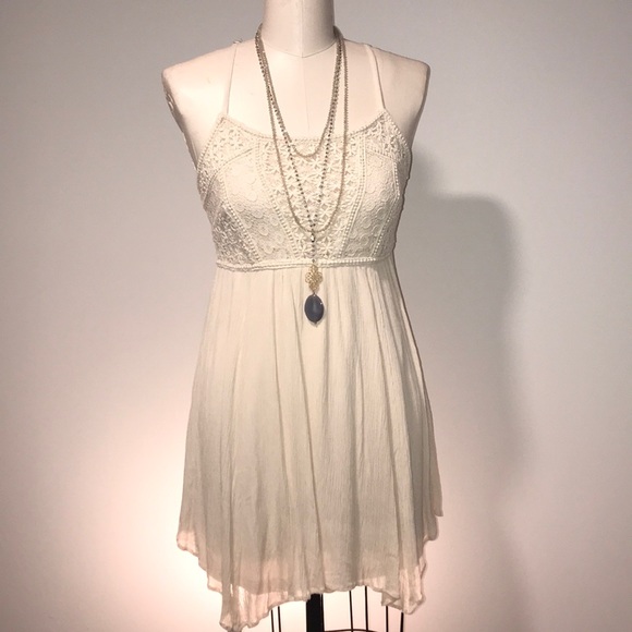 Hem & Thread Dresses & Skirts - Boho Cream Crochet Spaghetti Strap Dress ▪️ sz M